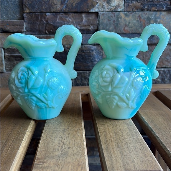 Other - Vintage Avon Green Blue and White Floral Small Pitchers